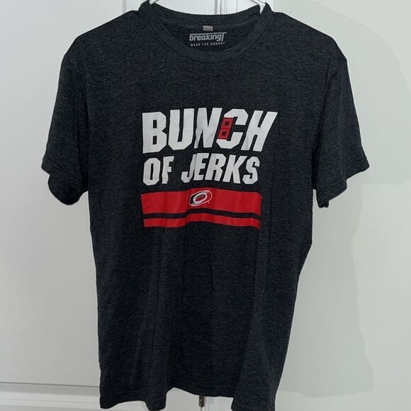 Carolina Hurricanes Bunch of Jerks Collector Hockey T Shirt S Unisex Model Gray - Picture 1 of 3